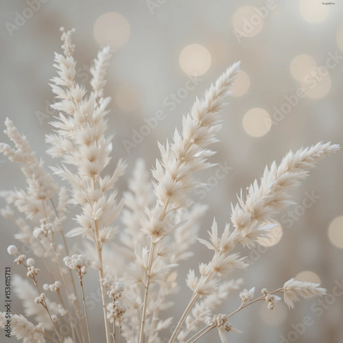 Elegant Pampas Grass: Soft Hues & Bokeh Background .