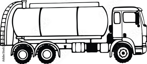 Tanker truck icon black and white vector silhouette.