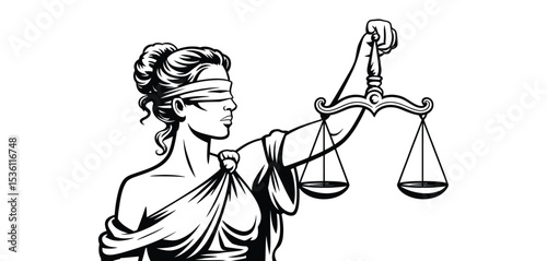 Blindfolded Lady Justice Holding Scales of Justice