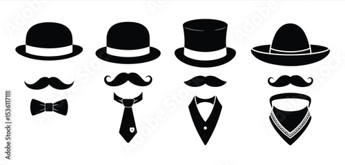 Classic Mens Fashion Accessories Icons Set