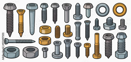 Collection of Various Bolts Nuts Screws and Washers