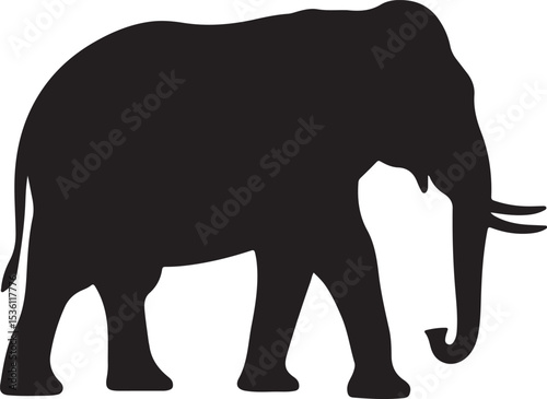 Silhouette of animals in the savannah. African landscape scene. Vector horizontal seamless tropical background with elephants, giraffes and lion. Black isolated silhouette