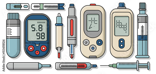 Diabetes Management Tools and Supplies Illustration