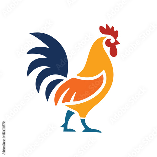 colorful abstract rooster illustration icon logo