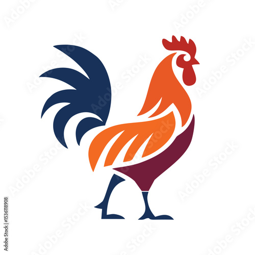 colorful abstract rooster illustration icon logo