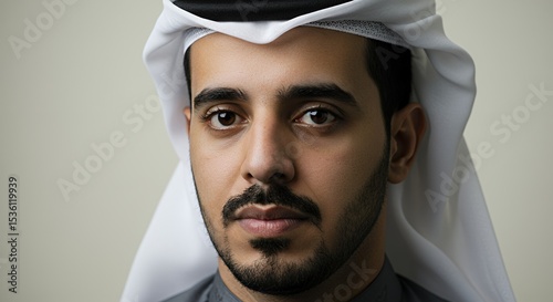 Portrait of a Young Man in Traditional Emirati Clothing