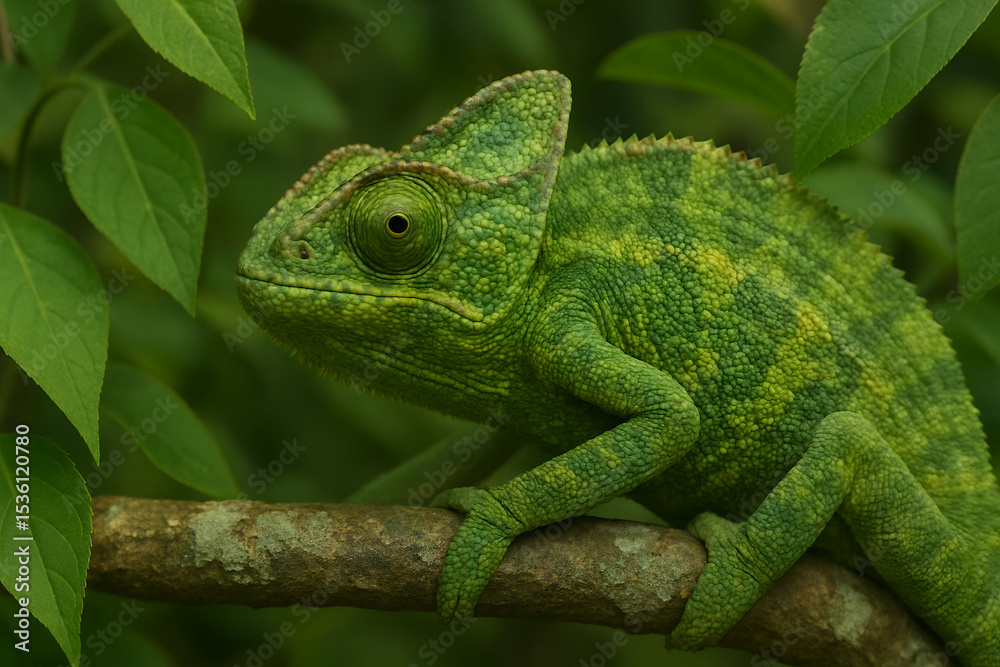 Obraz premium green lizard on a branch