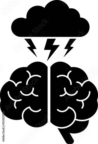 Brainstorming stress anxiety mental health cloud lightning creative thinking problem solving idea 100 char editable stock vector illustration