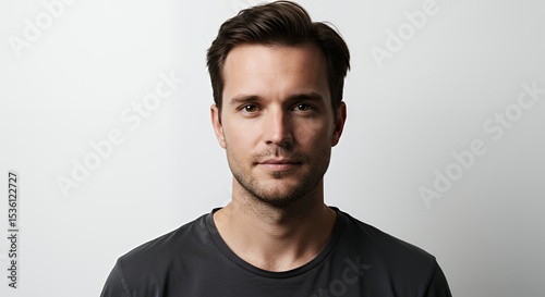 Portrait of a Handsome Man with Short Brown Hair