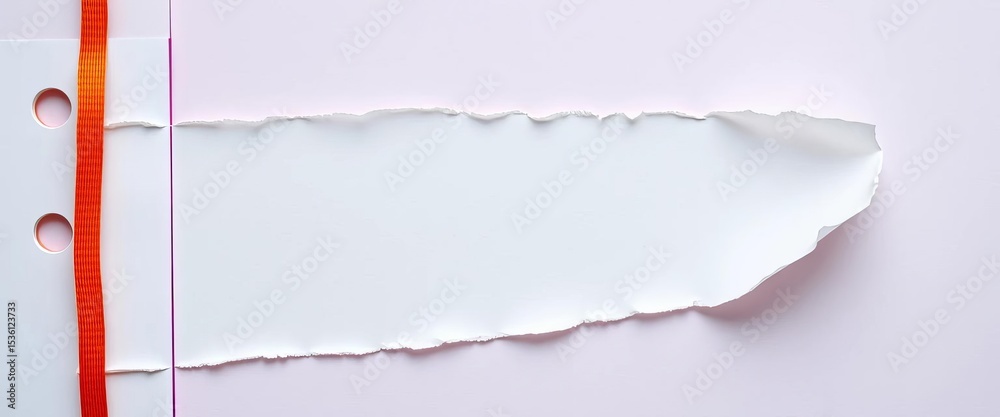 Fototapeta premium Torn piece of striped notebook paper, edges frayed, torn, stationery supplies