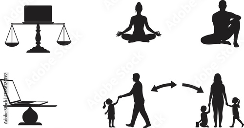 Divorce mediation balance family law lawyer custody agreement online therapy co parenting legal help court editable stock vector illustration