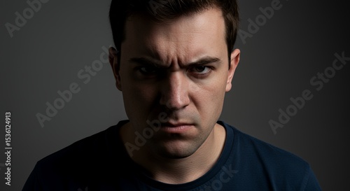 Intense Close-up Portrait of an Angry Man