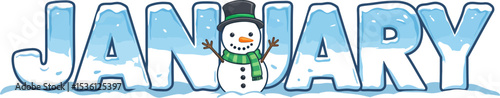January month winter season snowman illustration vector design graphic calendar new year holiday celebration  100 editable stock vector illustration
