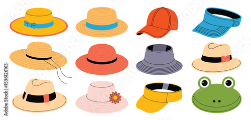 Collection of Summer Hats and Visors for Fashion Design