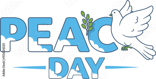 Celebrate abcelvern peace day with dove and olive branch for world harmony and international friendship editable stock vector illustration