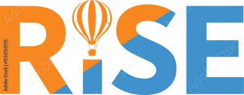 Rise concept with hot air balloon vector illustration for motivation and inspiration graphic design 100 editable stock vector illustration