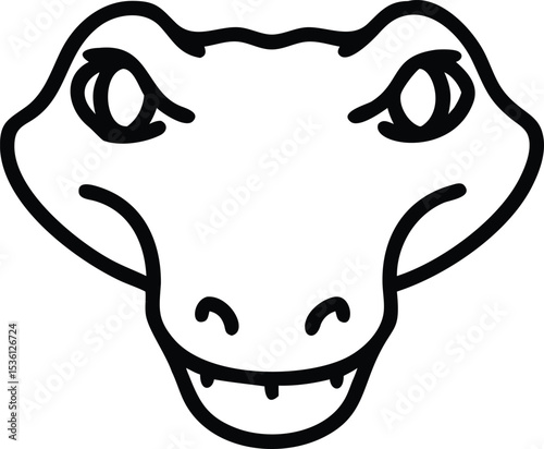 Simplified crocodile face displays formidable presence through minimalist contour with focused gaze