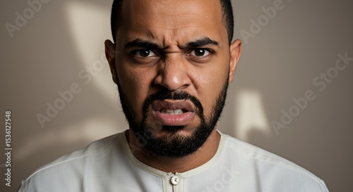 Angry Man Close-Up Portrait: Intense Facial Expression