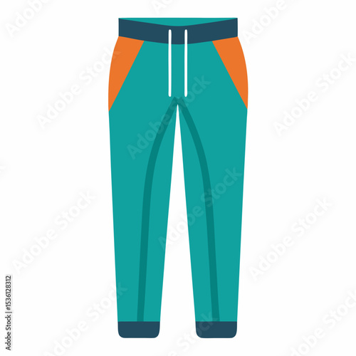 Teal Joggers with Orange Side Panels and White Drawstrings