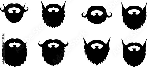 Beard styles vector set different beard shapes mustache and beard types facial hair collection black and white editable stock vector illustration