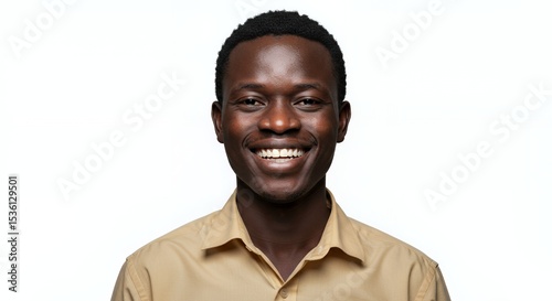 Portrait of a smiling African man against a white background