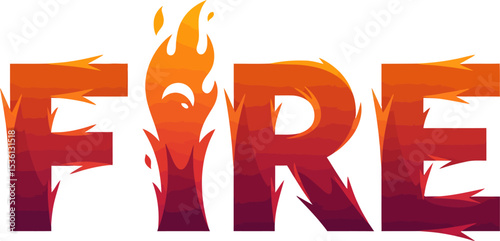 Fire flame illustration burning hot inferno blaze wildfire heat danger design graphic element 3d text editable stock vector illustration