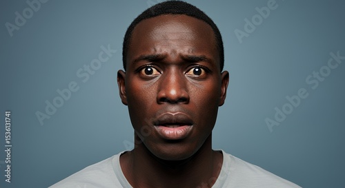Shocked Man Portrait: A Close-up Study of Surprise and Fear