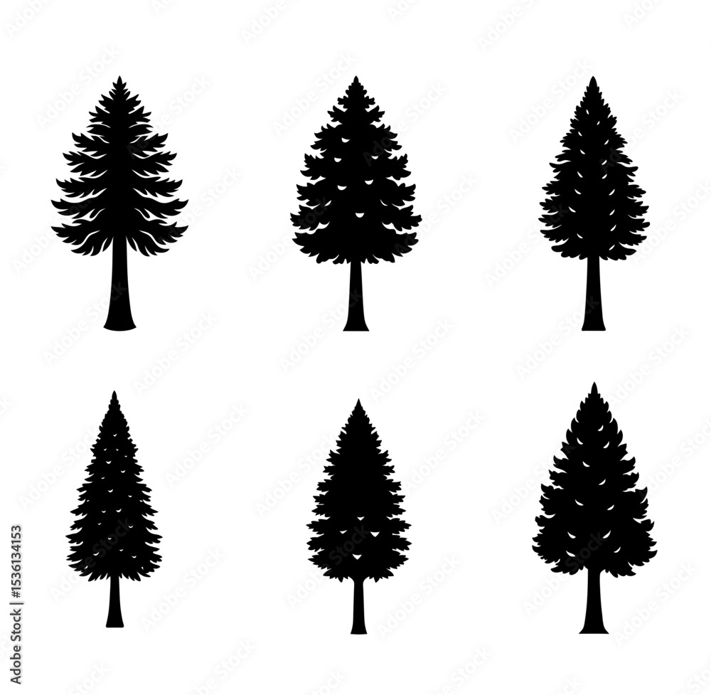 Obraz premium Cypress silhouette vector illustration