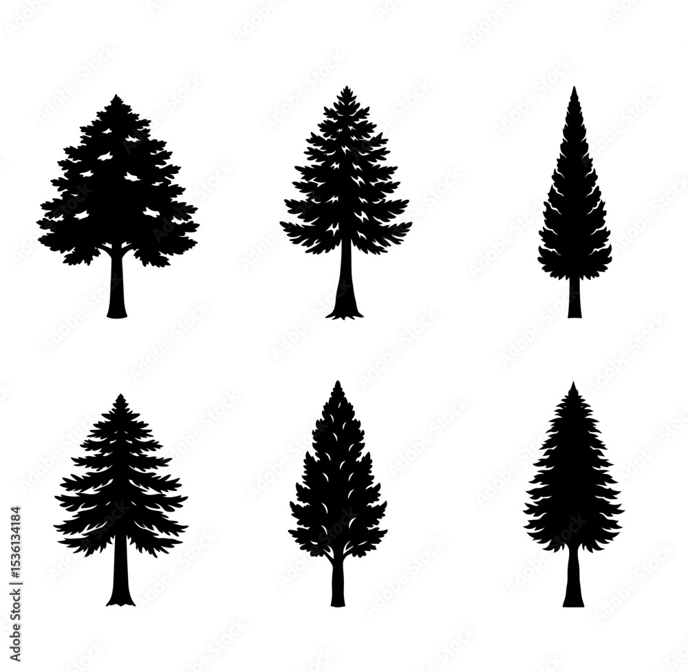 Obraz premium Cypress silhouette vector illustration