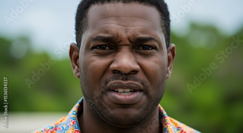 Close-up Portrait of a Man Showing Uncertainty