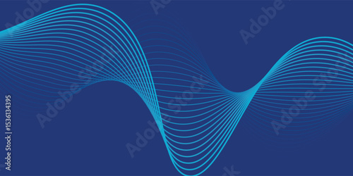 Abstract glowing wave lines on dark blue background. Dynamic wave pattern. Modern flowing wavy lines. Futuristic technology modern arts