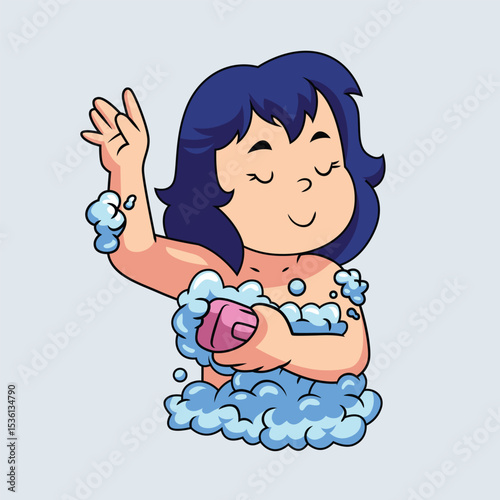 A Kid’s Daily Routine Take a Bath