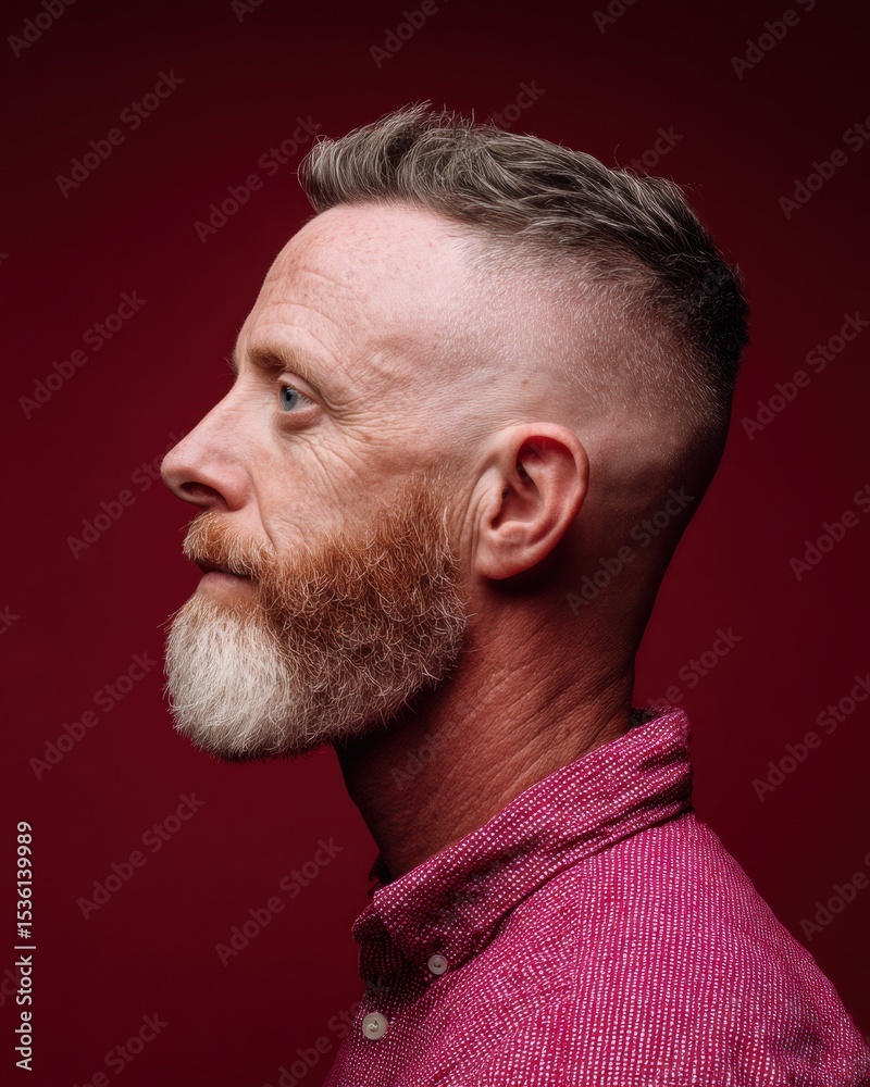 Obraz premium Trendy Fathers Day Grooming Fresh Beard Trim and Haircut for Dads Celebrating Summer Pride and Midyear Shopping Events with Modern Style