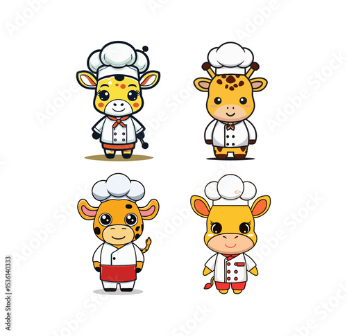 Cute Giraffe in a chef costume