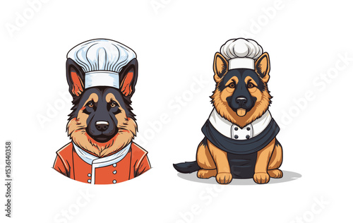 Cute German Shepherd in a chef costume