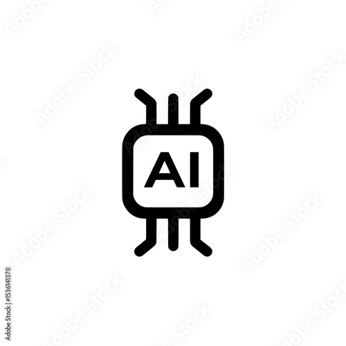 Icon of an AI chip with labeled core and external connectors, representing artificial intelligence hardware and data systems.