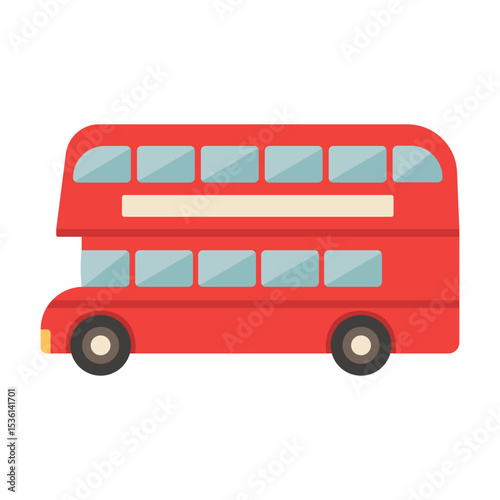 English red double-decker bus. Vector illustration isolated on white background
