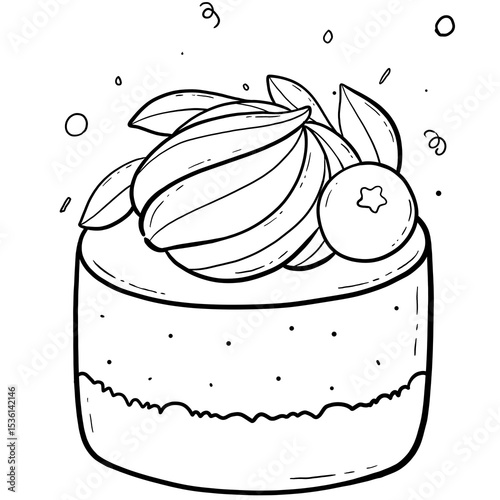 Blueberry Cream Cake On Transparent Background