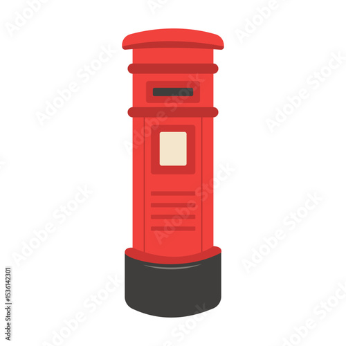 Standing mailbox. retro London red  Post Box. Vector illustration isolated on white background