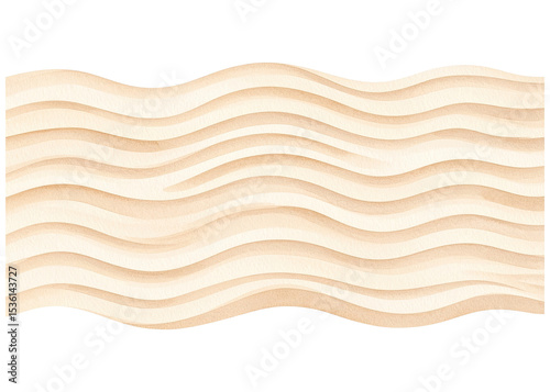 An abstract seamless background featuring undulating wavy lines in light beige and cream tones, creating a subtle 3d texture. Ideal for modern design and natural aesthetics.