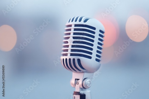 close-up of vintage microphone in karaoke setting