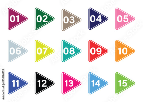 Colorful Round Number Icons Set – Digits 0 to 10 with Long Shadow Style. Vector illustration 