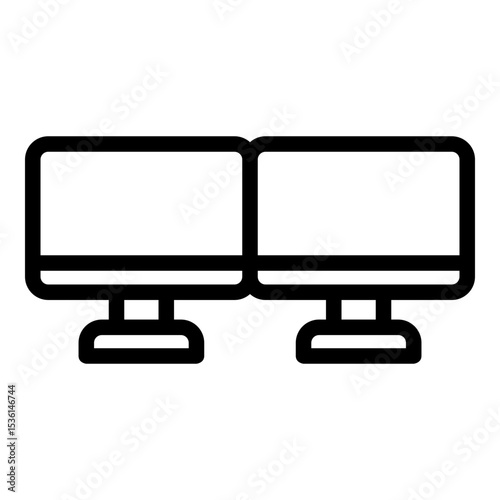 Dual monitor icon. Vector line icon