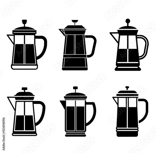 French press coffee maker icon vector
