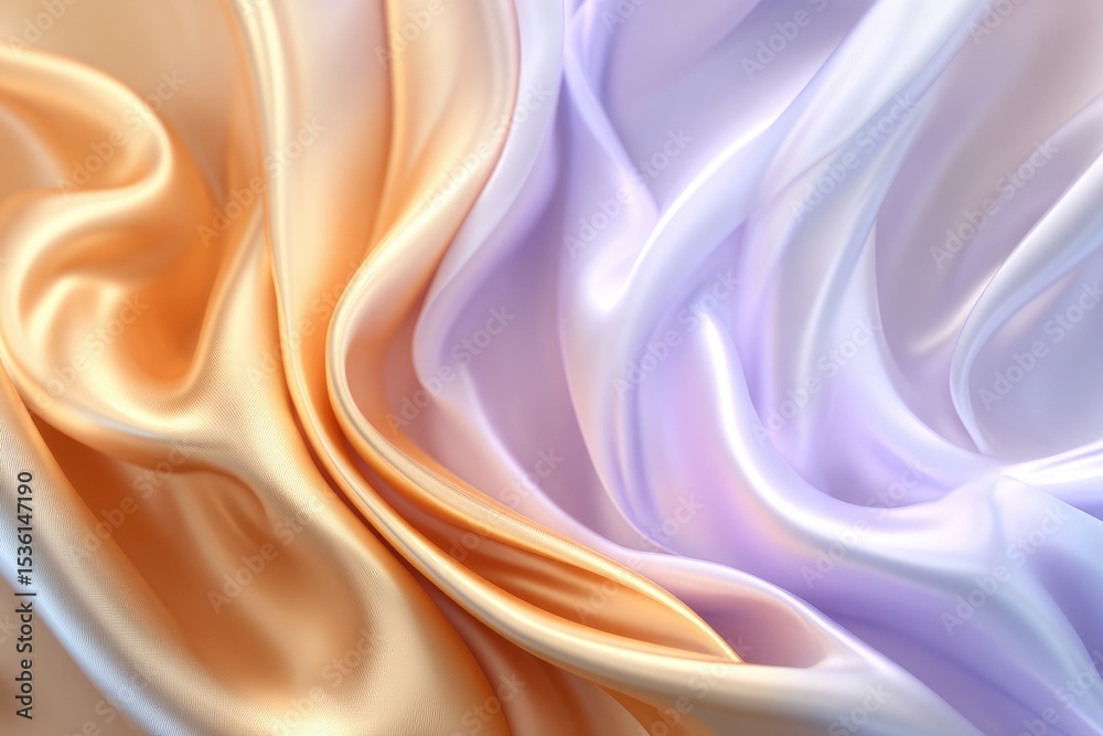 Fototapeta premium Smooth silk fabric with flowing drapes in pastel colors.