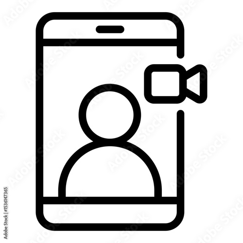 Video call icon. Vector line icon