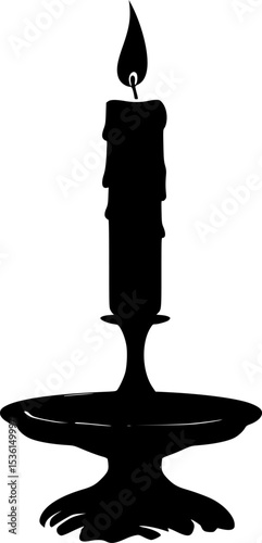 Black Silhouette Vector of Candle Lit Religious Altar