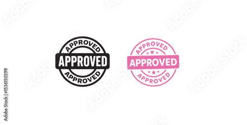 Approved Stamp Icons Black and Pink Variations