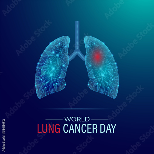 Lung Cancer Awareness Day, which promotes awareness about lung cancer risks, prevention, and early detection. A concept for healthcare and medicine. low poly lung vector design. eps 10.