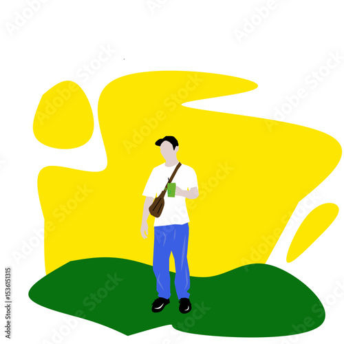 man with golf club, Man enjoying a cup of coffee 
